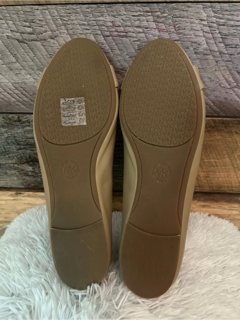 Michael Kors Tan Quilted Insole Ballet Flats with Gold MK Accent
